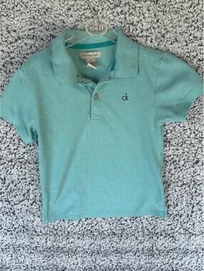 Calvin Klein CK Little Boy Size 5 Green Pique Polo Shirt School Uniform